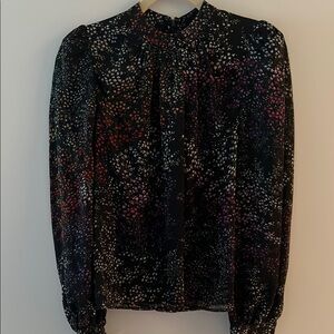 Co Women's Black Silk Floral Top